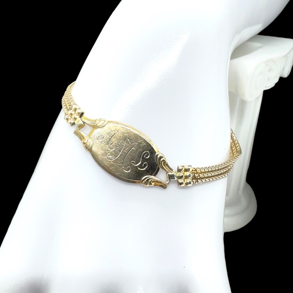 Vintage Hallmarked Forstner Gold Filled Monogrammed Bracelet